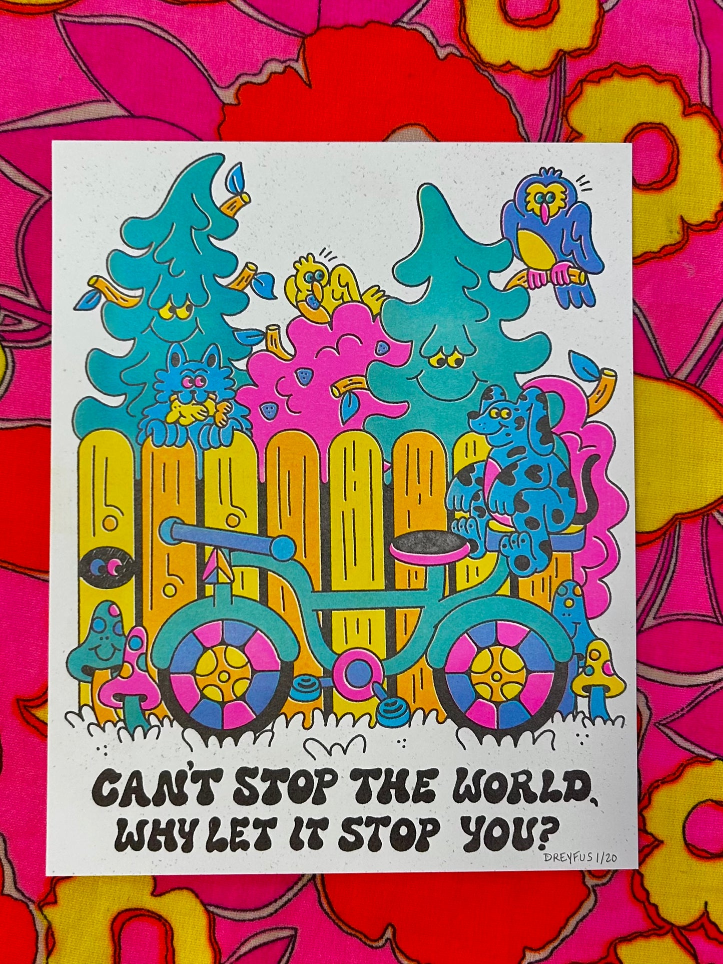 Can't Stop the World Risograph Print